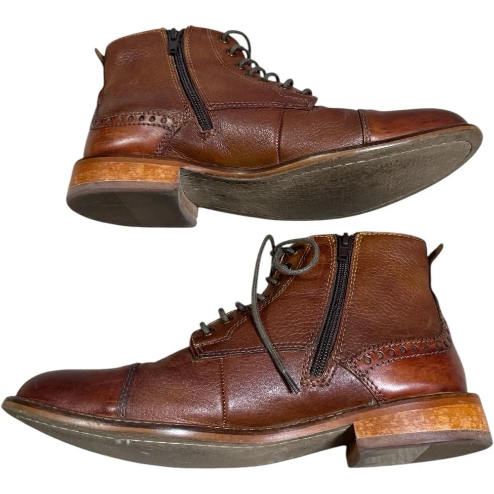 Thomas &‎ Vine Z64108* Mens Brown Leather Malcom Cap Toe Ankle Boot Size 8 M